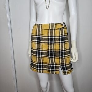 No Boundaries "Clueless" Plaid Yellow Skirt Size SM